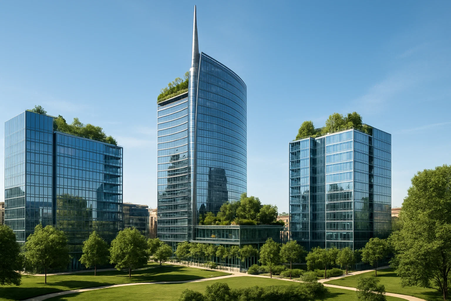 Grattacieli direzionali moderni nel distretto Porta Nuova a Milano