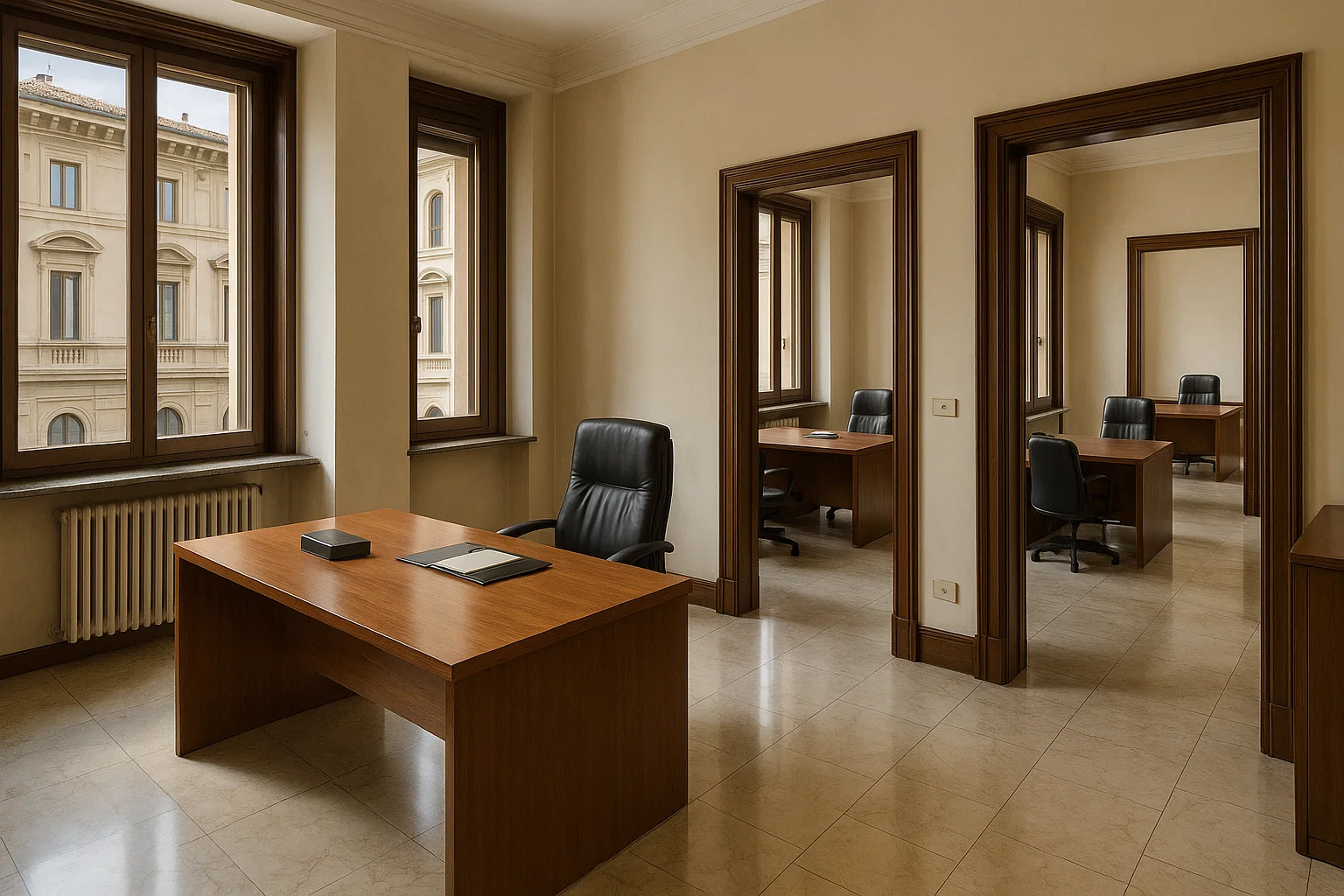 Interno di un ufficio tradizionale in affitto in Italia